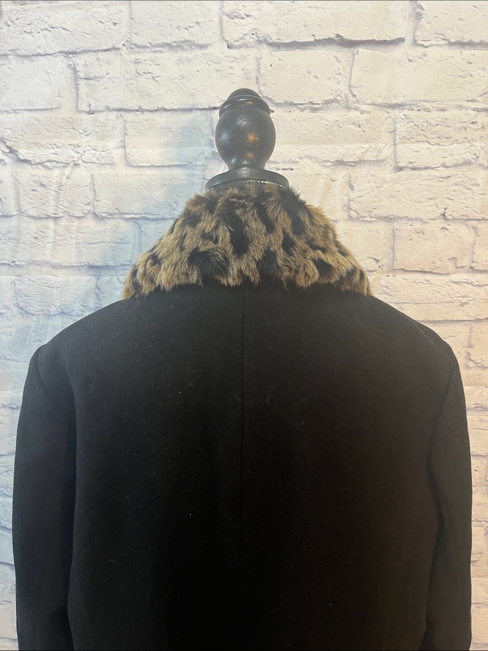 Kate Spade Faux Fur Trim Walker Coat Wool Blend Removable Collar Black Size XL - Picture 7 of 13